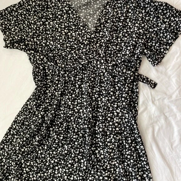 Women Plus Size V Neck Wrap Maxi Dress High Waist Ruffle - Picture 3 of 4